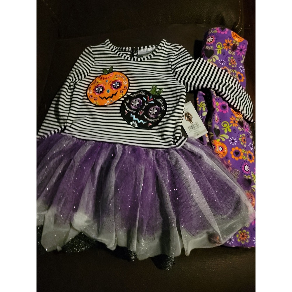 Emily rose Halloween pumpkin dress skulls size 2t dress leggings nwt